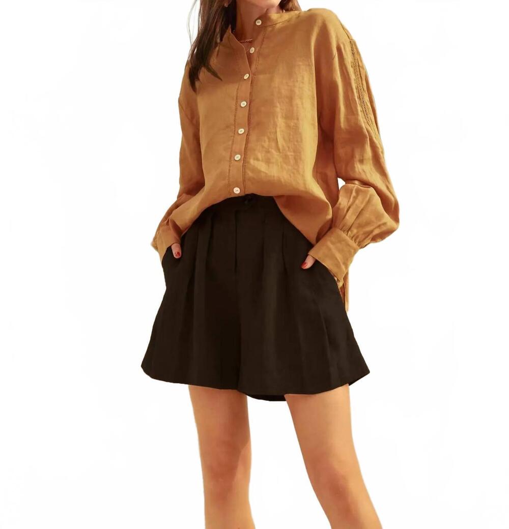 NEW FRIEEAH oversized button up shirt in camel
